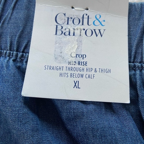 Croft & Barrow NWT Wide Leg Pull On Blue Chambray Cropped Pants Size XL - Picture 5 of 13